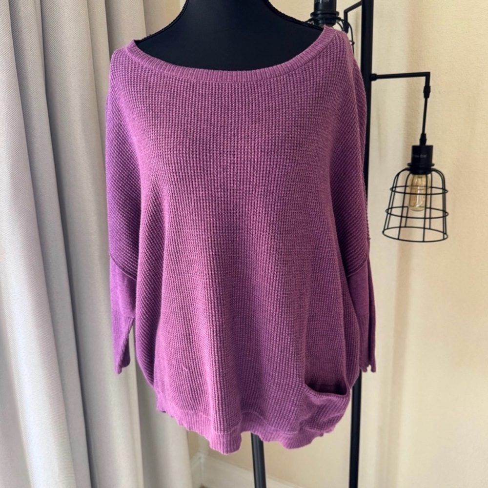Eileen Fisher Purple Cotton Knit Sweater Relaxed Minimalist Small - Picture 2 of 8